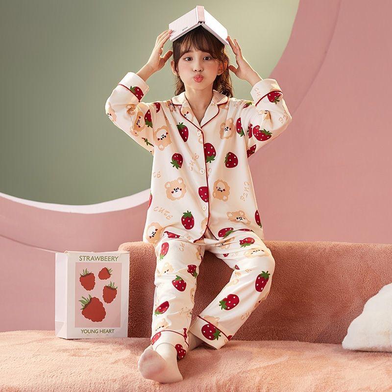 Children's Long Sleeve Cartoon Pajama Set - Spring/Autumn Home Wear for Girls