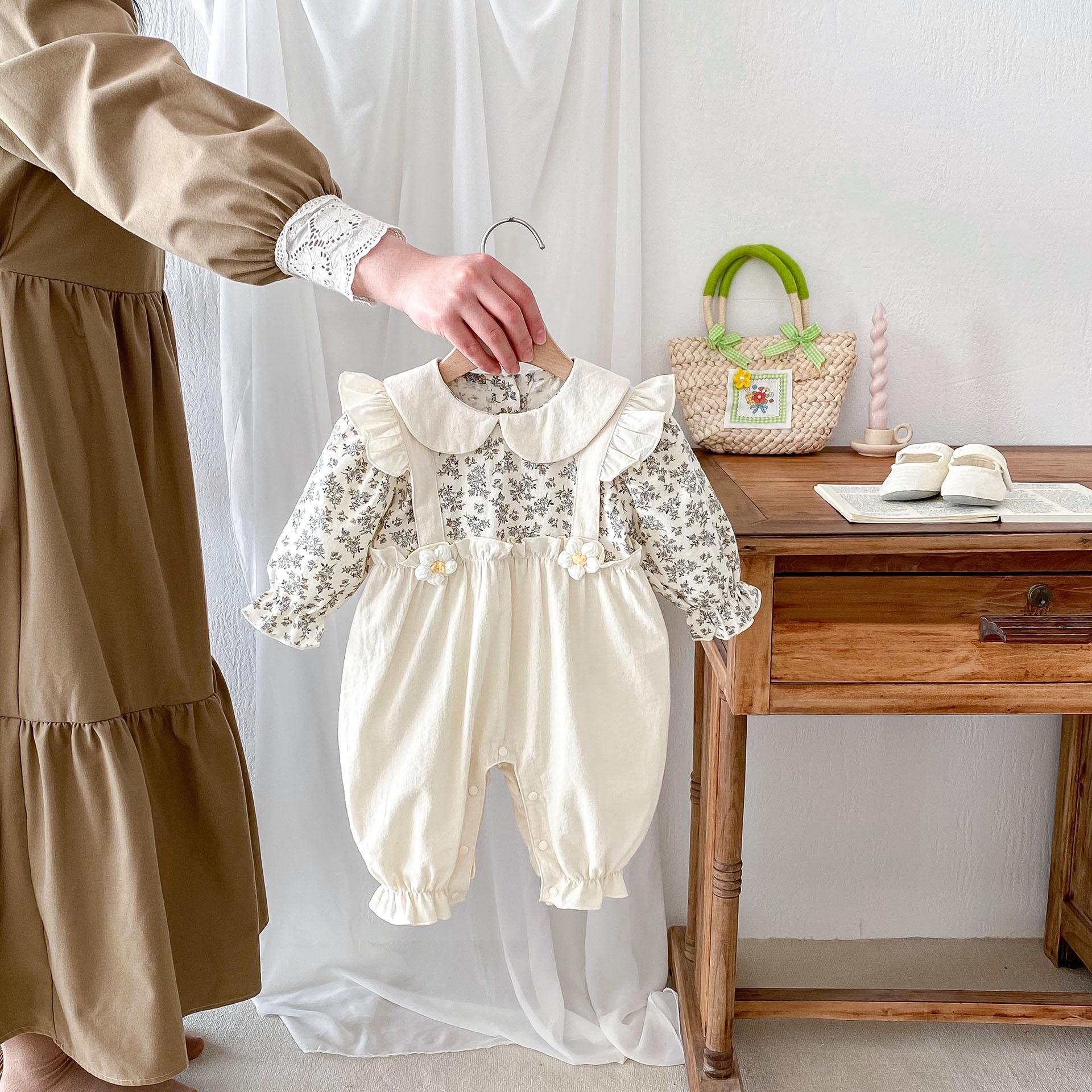 

Комбинезон для новорожденных девочек из хлопка - весенне-осенний комплект для ползания в полнолуние 66 cm абрикосовый