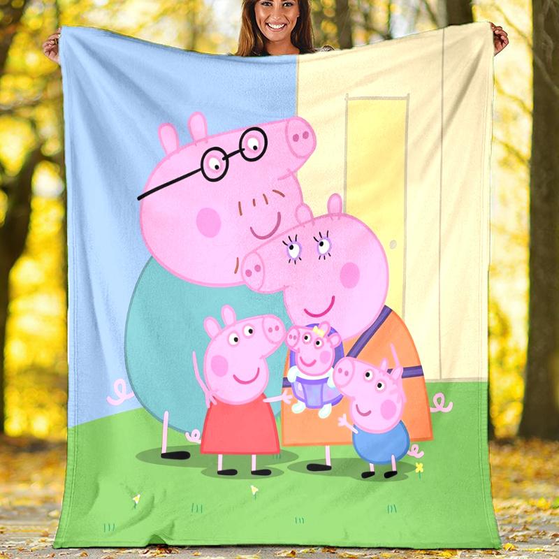 Peppa Pig Theme Printed Blanket,Perfect for Couch, Bed, Travel & Outdoor Use | Machine Washable, Cozy & Durable.
