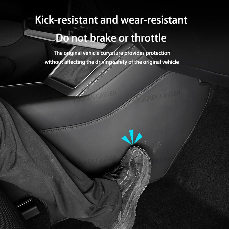 For Tesla ModelY Juniper 2025 Center Control Side Anti-kick Pad Leather Anti-dirty Protective Cover Defense Foot Mat Accessories