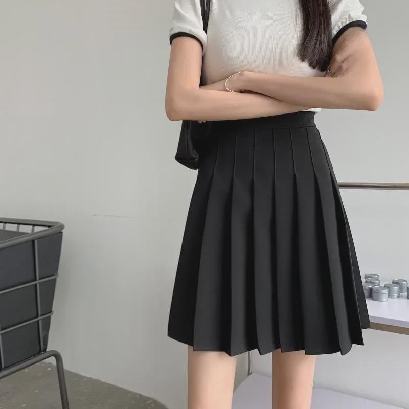 

Юбка-трапеция больших размеров для женщин в складку — высокая талия, подчеркивающая бедра, всесезонная одежда 3XL (waist 140-155 cm)