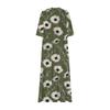 Women's Summer Fashion V-neck Retro Floral Print Short Sleeved Beach Dress With Lace Patchwork Dress