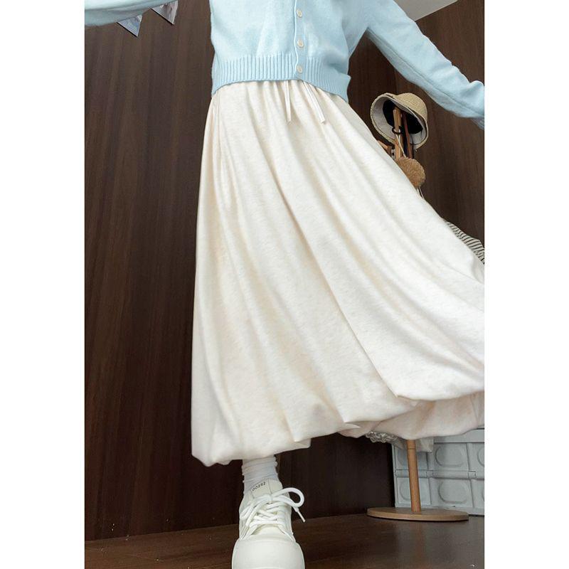 Sticky Rice Floral A-Line Skirt: Women s High-Waisted, Mid-Length, Flaw-Hiding, Slimming, Age-Reducing, Autumn/Winter Style XL