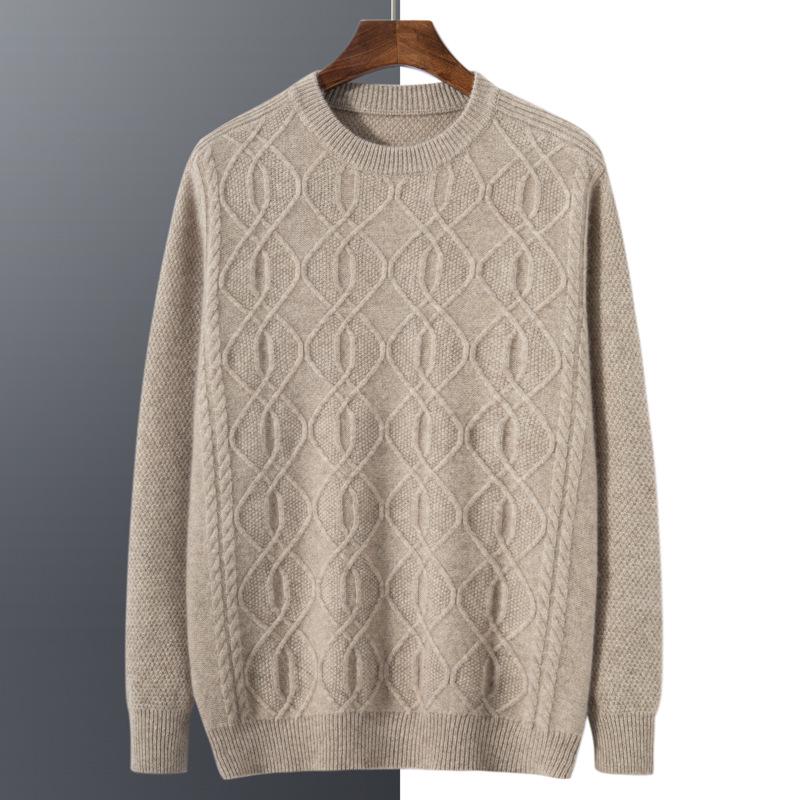 

2024 Winter Men s Plus Size Cashmere Crew Neck Loose Knit Sweater L верблюд