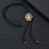 Handmade Jewelry Bolo Tie Western Cowboy Artificial Leather Rope Necktie with Vintage Cow Horse Badge Pendant Necklace