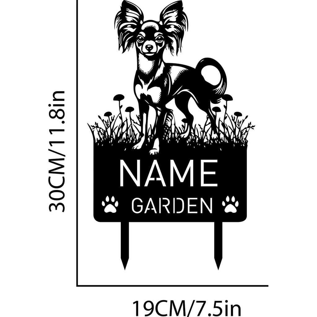 Custom Russian Toy Dog Metal Memorial Garden Stake Personalized Grave Marker Name Sign Remembrance Gift
