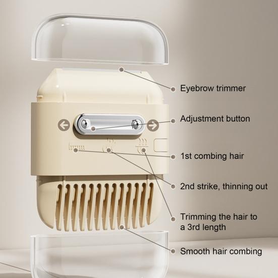 Multifunktionaler Haarschneider Kamm 3 Stufen Verstellbar 2-in-1 Haarschneider Kamm Tragbar Reise Doppelseitig Pony Augenbrauen Trimmer Kamm