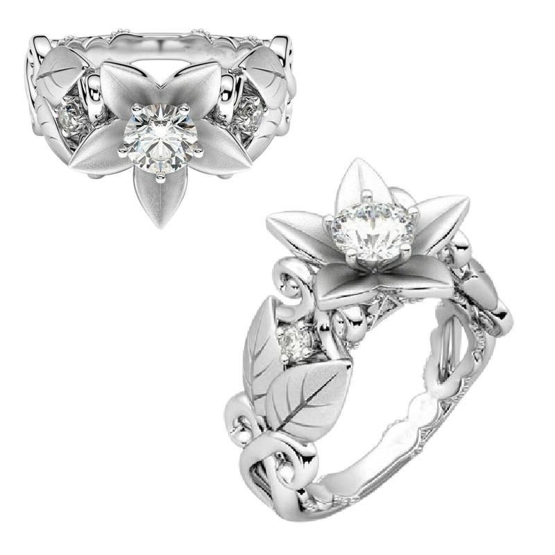 Flower Ring Leaf Hand Jewelry Decorative Ornaments Gift Fashion Elegant Simple