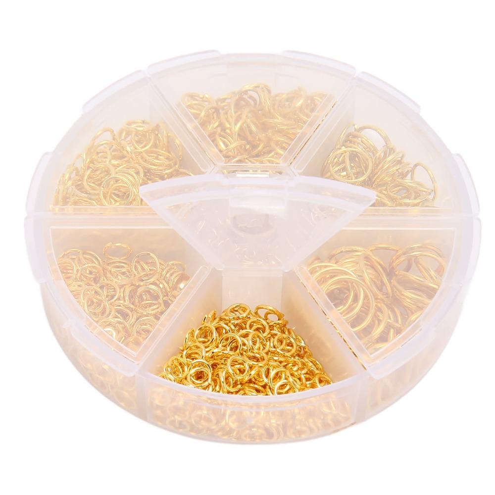 5pcs Gold Color Jewelry Making Rings Assorted Size Open Jump Rings Jumper Rings  Bracelet Repairing