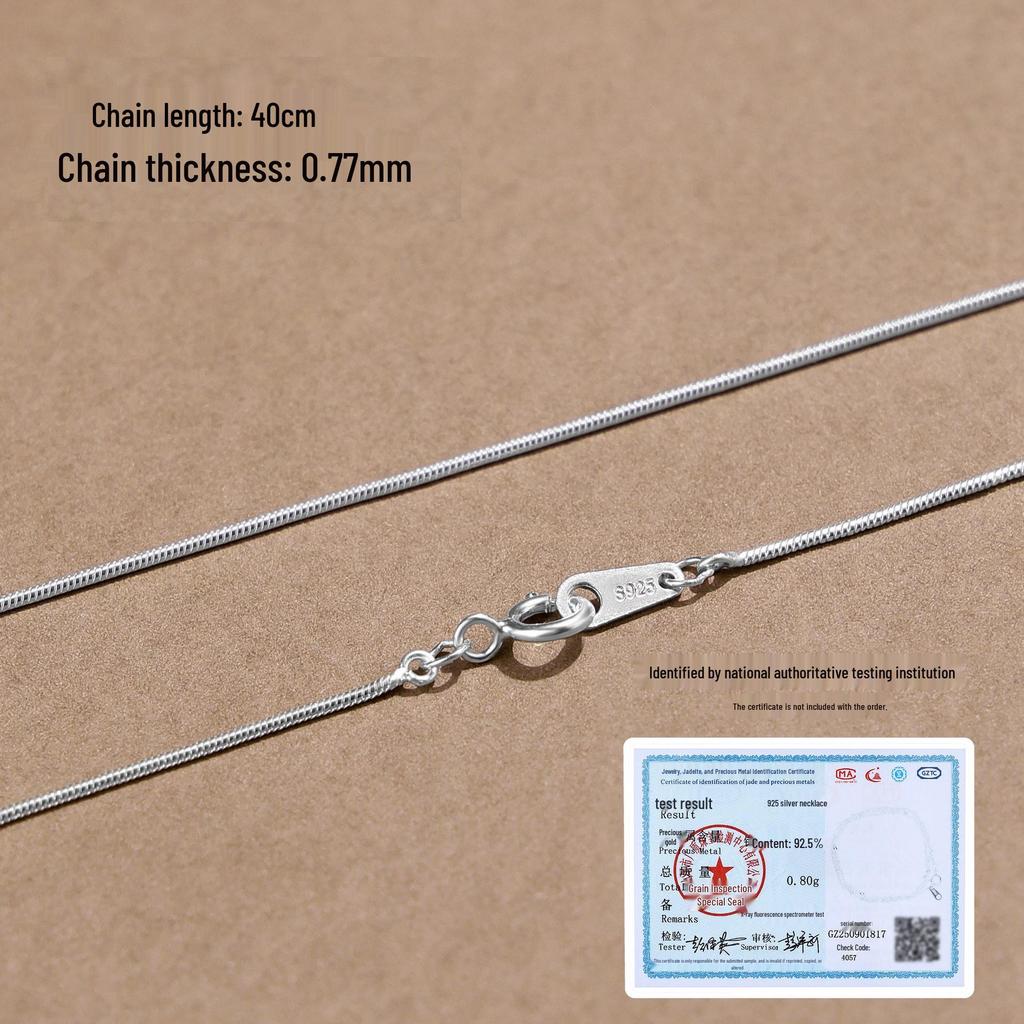 Women's and Men's 999 Pure Silver Clavicle Chain Necklace, 925 Silver Thin Chain, No Pendant, Replacement Accessory.