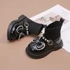 Kids Black Bow & Pearl Decor Patent Leather Sock Boots