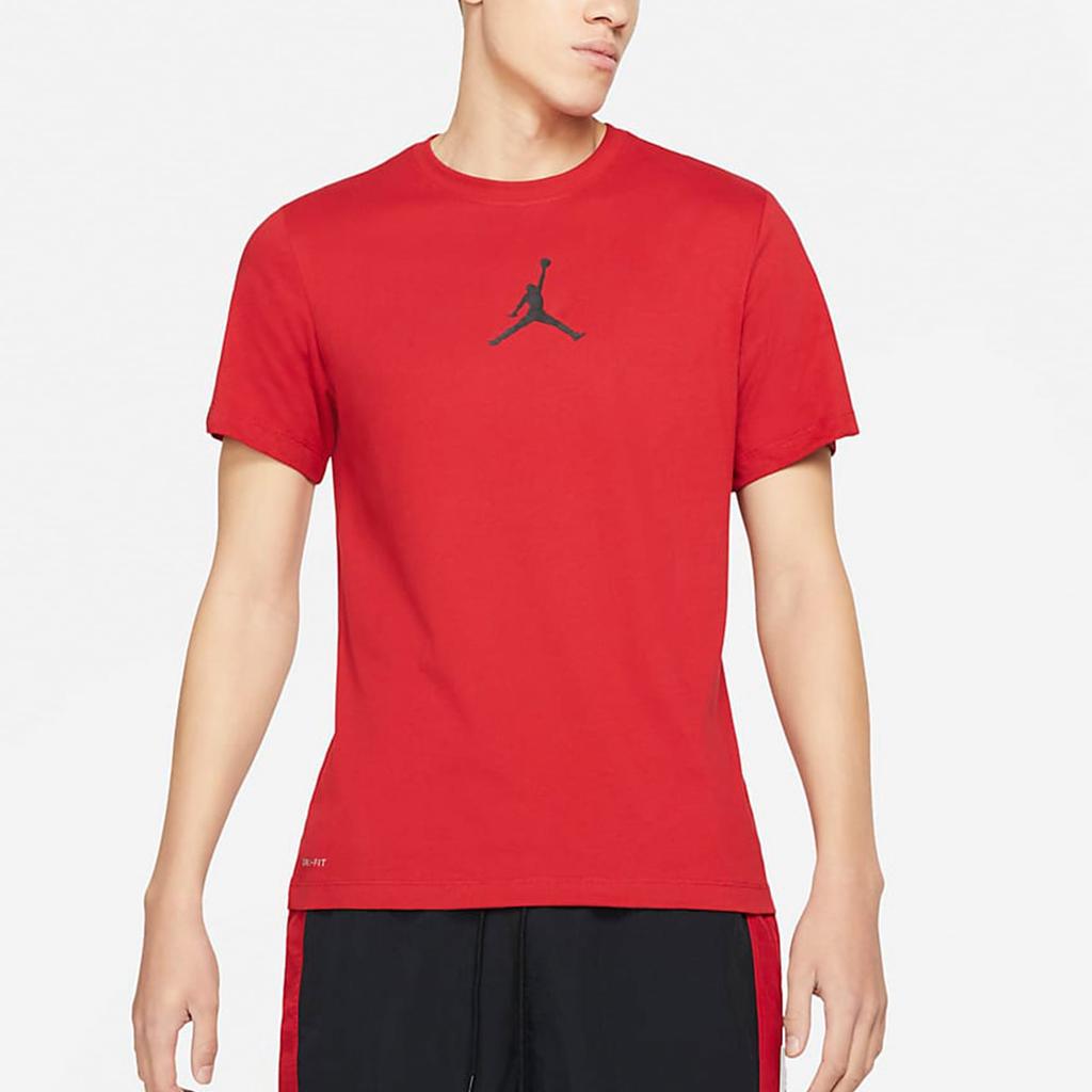 Jordan Jumpman T Shirts Men's Red Crew Neck Moderate CW5191-687