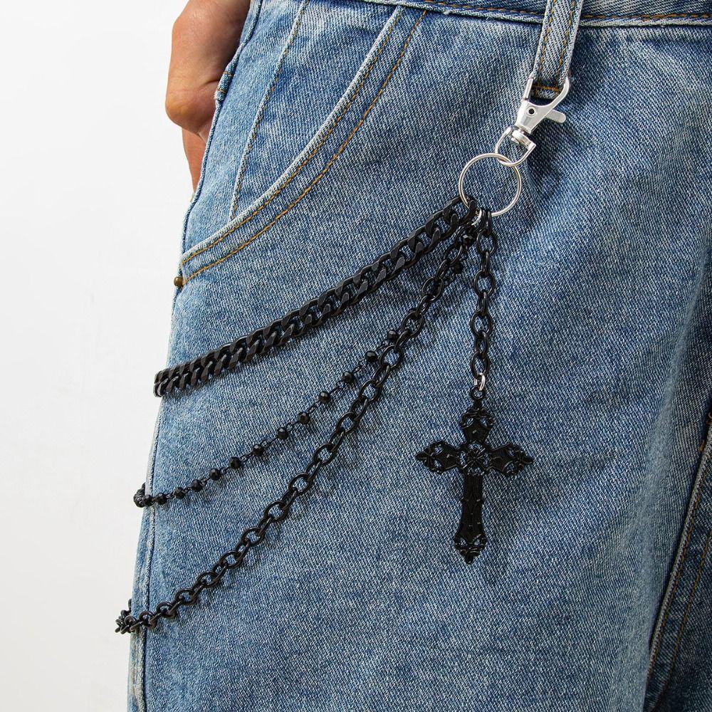 Tassel Punk Belt Chain Zinc Zinc Zinc Alloy Tassel Jeans Chain Retro Cross Waist Chain  Female