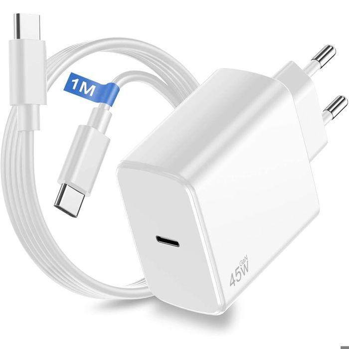 Chargeur - E.F.CONNECTION - 45W - USB-C - Compatible Samsung Galaxy S25 - Blanc