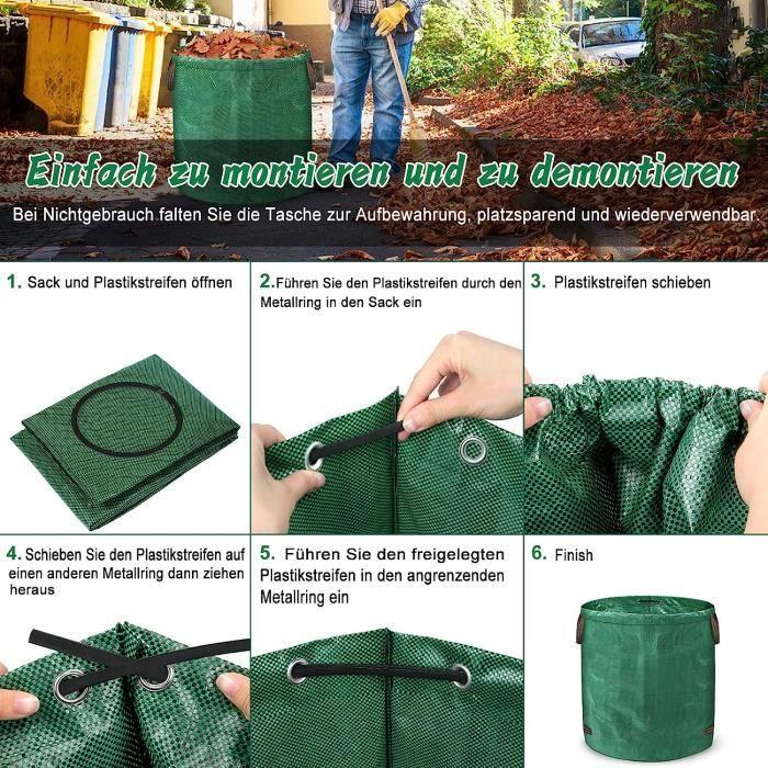 Sac de jardin - Lot de 3 272 L - Pliables - Étanches - Réutilisables