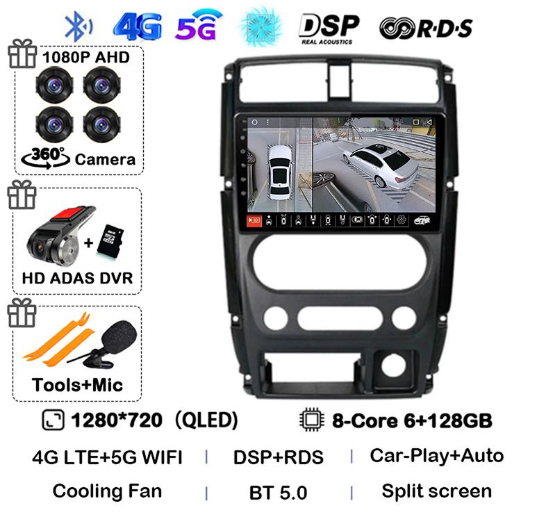 Android 14 Carplay Auto Car Radio For Suzuki Jimny 3 2005 - 2019 Multimedia Video Player Navigation GPS Stereo WIFI+4G Head Unit