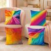 Rainbow Color Pillow Case Organic Short Plush Cushion Covers Breathable Washable WrinkleResistant