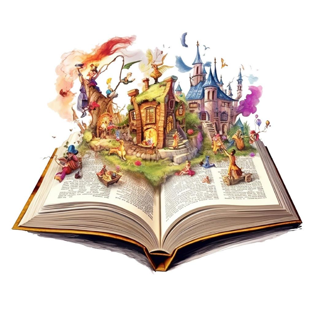 Fairys Tale Book Scene Wall Stickers, Fantasys Picture Book Decorative Stickers