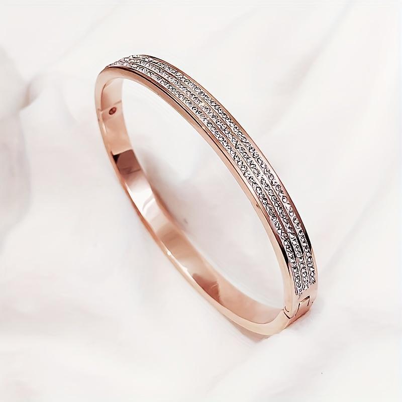 1pc Stainless Steel Bracelet Korean Style Simple Rose Gold Starry Pattern ins Wind-resistant, non-fading bracelet