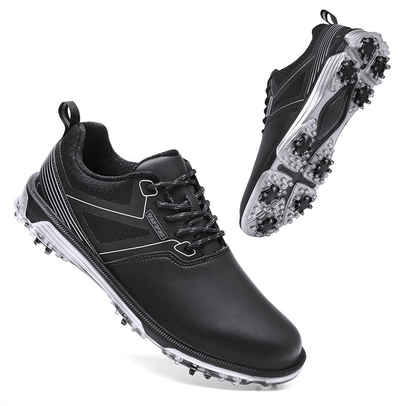 

Мужские туфли для гольфа, водонепроницаемые кожаные кроссовки для гольфа, противоскользящие шипы, обувь для гольфа, мужская уличная легкая прогулочная обувь для гольфа