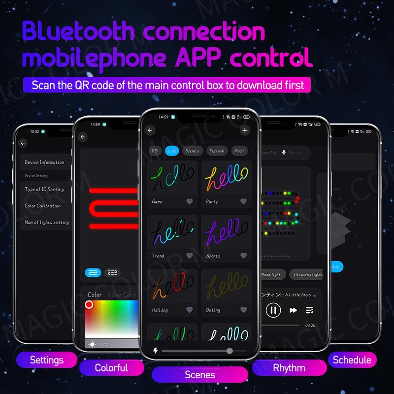 Vgetting 140 /55.1in Symphony LED Car Ambient Lights Universal 6 In 1 RGB Atmosphere Lamp USB APP Remote for Tesla Model 3 Y S X