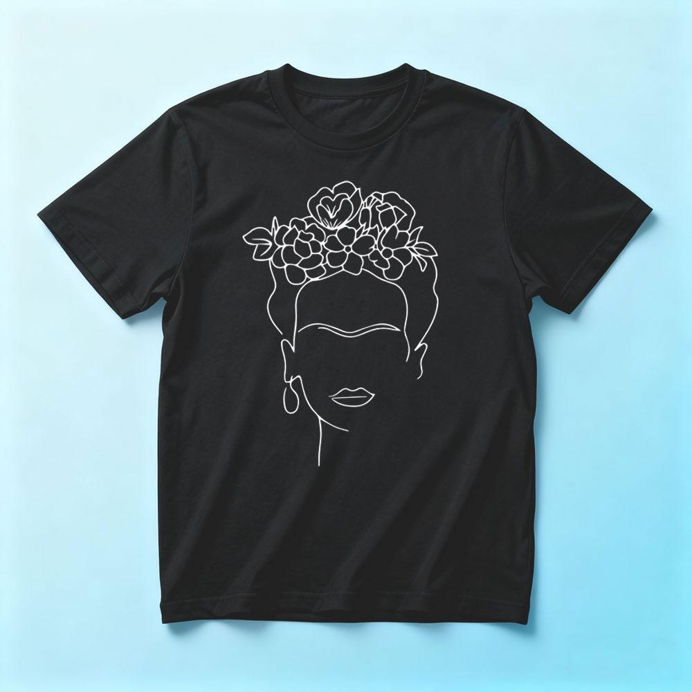 

Frida Face Line Art Shirt Frida Kahlo Salute and Remember The Clothing Frida Kahlo Portrait T-shirt Simple Casual Women Tee Tops XS