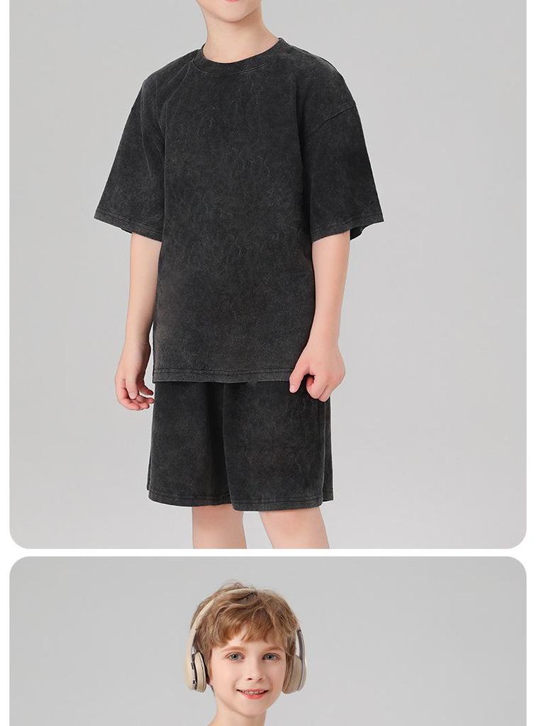 Pure Cotton Retro Short Sleeve Round Neck Loose T-Shirt for Children & Toddlers - Trendy Spring/Summer Kids' Clothing