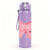 1PC Soft Pink Fabric Bow Ribbon Print 750ml Color Plastic Sports Water Bottle Leakproof Flip Straw Lid Suitable for Sports Office Home Use