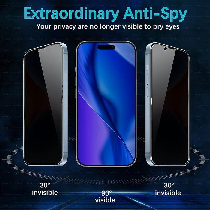 Film de protection en verre trempé - BOOLING - iPhone 17 Pro - Anti-Espion - Résistant aux chocs - 9H