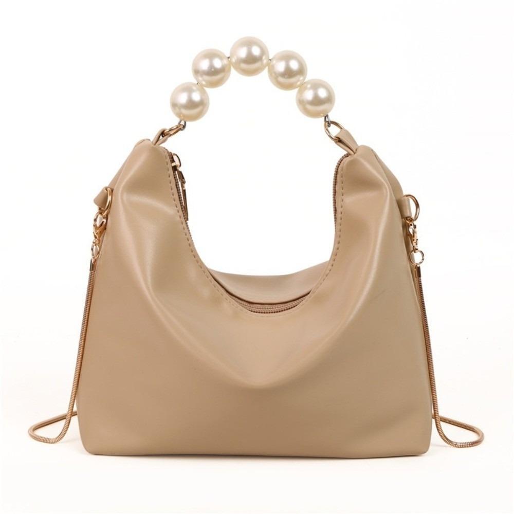 PU Leather Cloud Shoulder Bag Korean Style Women Crossbody Bag Casual Pearl Handle Handbag  Wallet