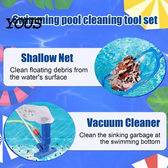 Manual Pool Suction Head Vacuum Cleaner with Detachable Pole And Leaf Bag, Above Ground Skimmer Net, for Swimming Pools, Ponds, Fountains,
