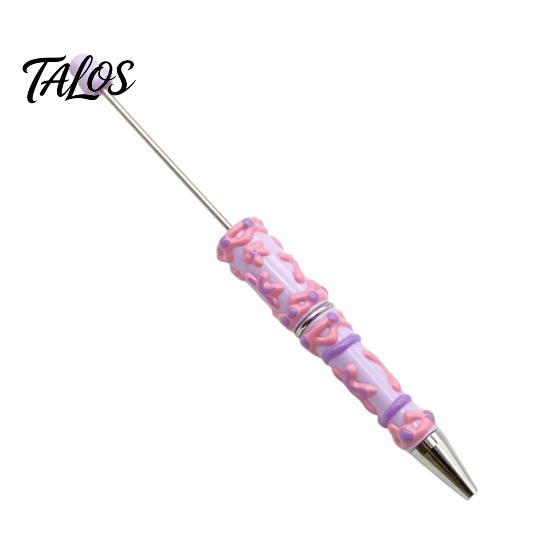 Smooth Ink Ballpoint Pen DIY Beadable Pen, Plastic Beaded Black Writing for Students Teens Teachers School Office Supplies Unique Hand-painted