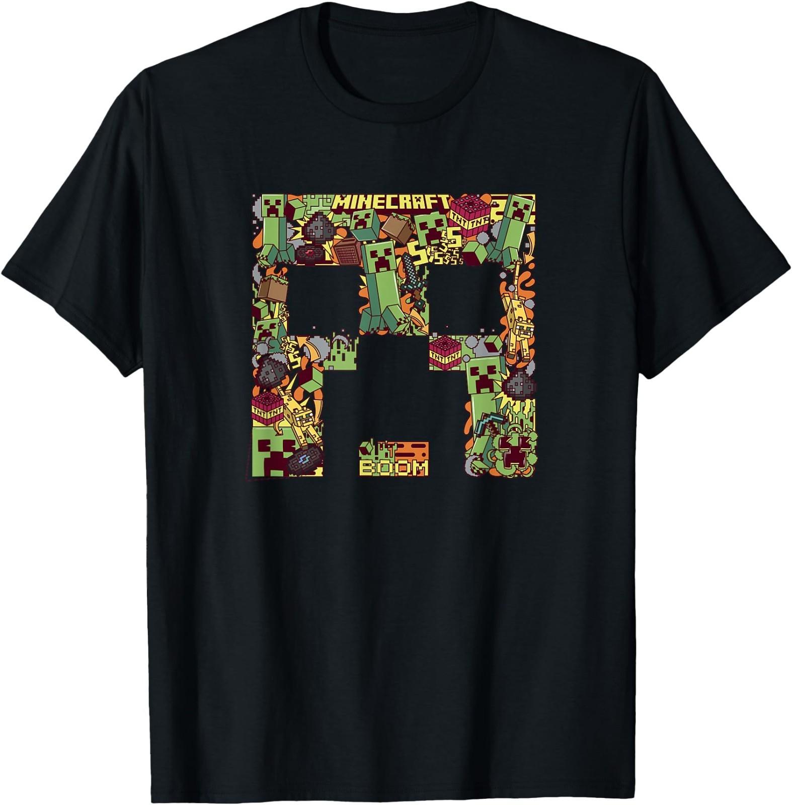 Футболка Коллаж Большое Лицо Крипера Майнкрафт XXXL