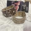 Leather Geometric Studded Crystal Bracelet: Cool, Spicy Girl Style, High-End Fashion Jewelry for Women.