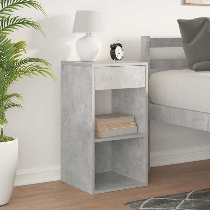 VidaXL Bedside Table with Drawer Concrete Grey 35x34x66.5 Cm, Side Table, Nightstand, Side Table for the 858719