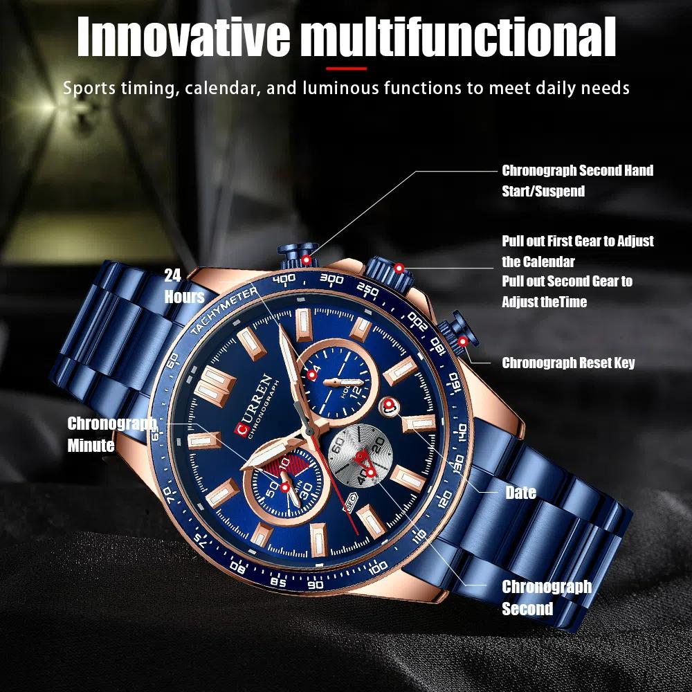 Luxury Business Multifunctional Mens Watches Quartz Chronograph Classic Fashion Luminous Wristwatches Reloj Hombre