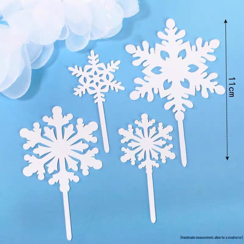 Акриловая фигурка на торт «Принцесса Эльза Снежинка» - Белый и серебристый