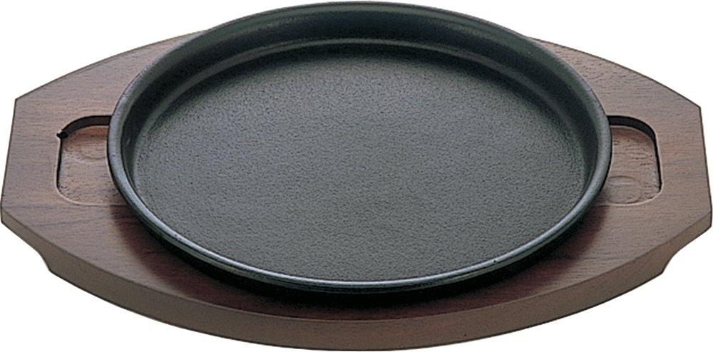 Ikenaga Iron Works Iron Plate for Yakisoba, 20cm, IH Compatible, with Wooden Stand, 335