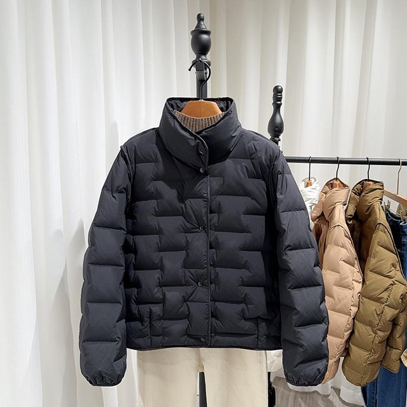 Lightweight Down Jacket for Women's Small Men, High-end Stand-up Collar, New White Duck Down, Short Thin Coat In Autumn and Winter
