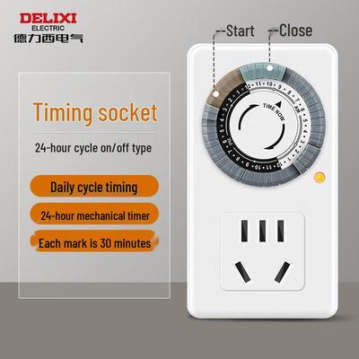 DELIXI 24-Hour Mechanical Timer Power Strip CN Plug (adapter Included)