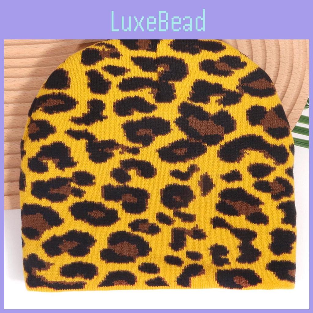 Print Leopard Acrylic Beanie With Oversized Shape Trendsetting Looks Decoration