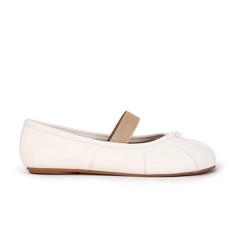 Sheepskin version~ Two versions of split-toed pig's trotters flat-bottomed Mary Jane single shoes women's half slippers sandals