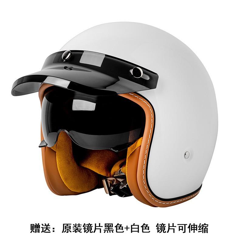 New National Standard A Category Retro Electric Motorcycle Helmet Men Women's Cruising Semi-helmet Locomotive 3/4 Built-in Goggles
