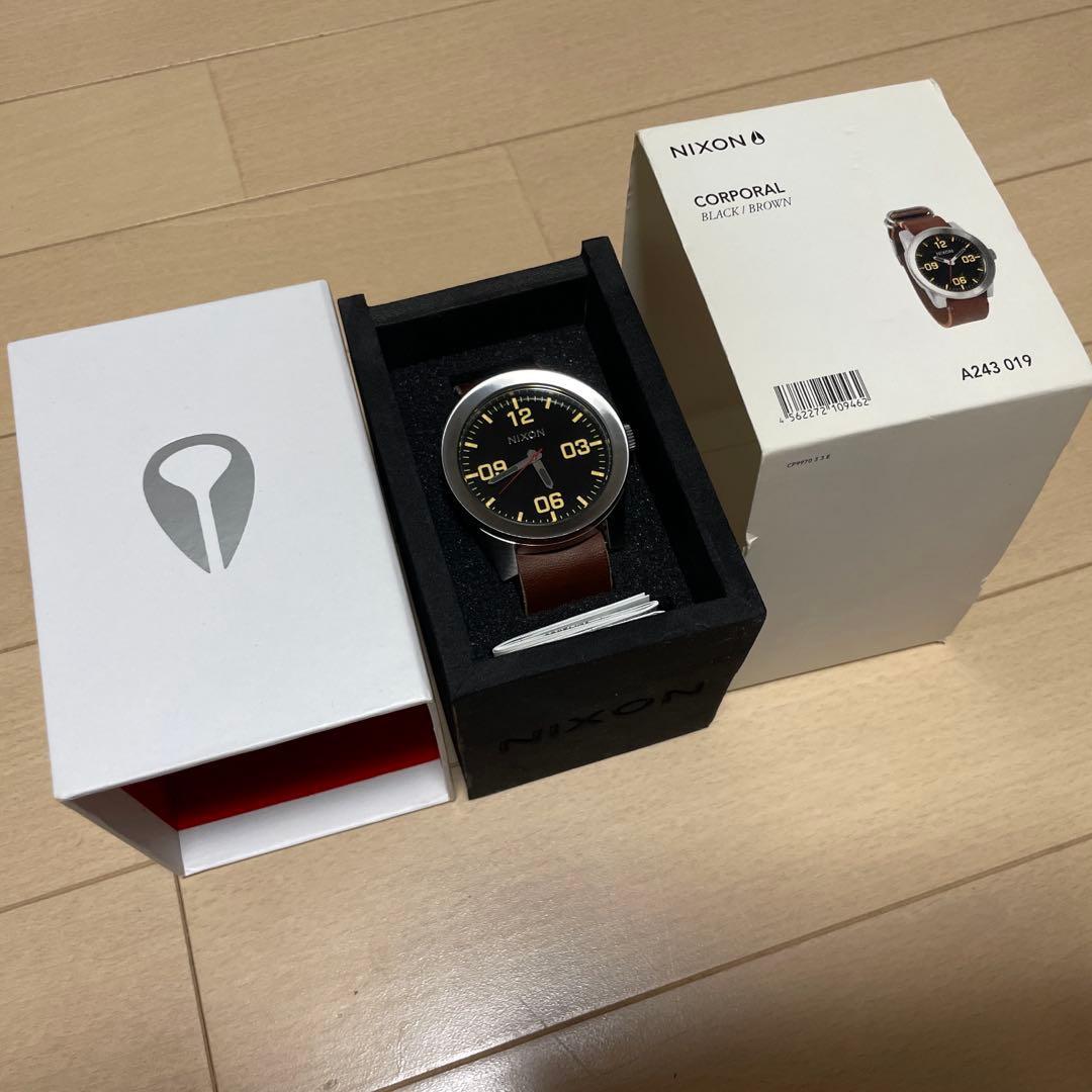 Used Nixon Watch Corporal A243019 Black x Brown Leather Belt