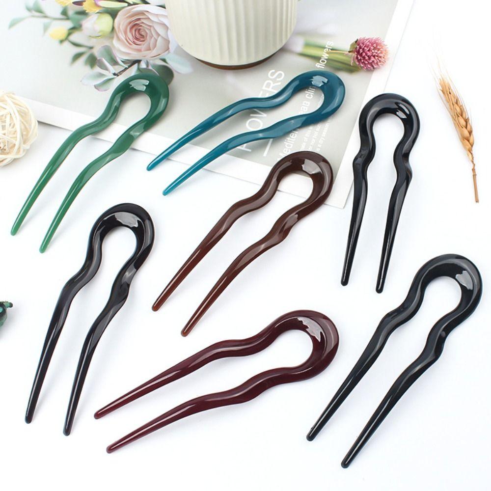 Acetate Hair Fork Geometric Design Hair Sticks Fashion Hair Bun  for Women Girls