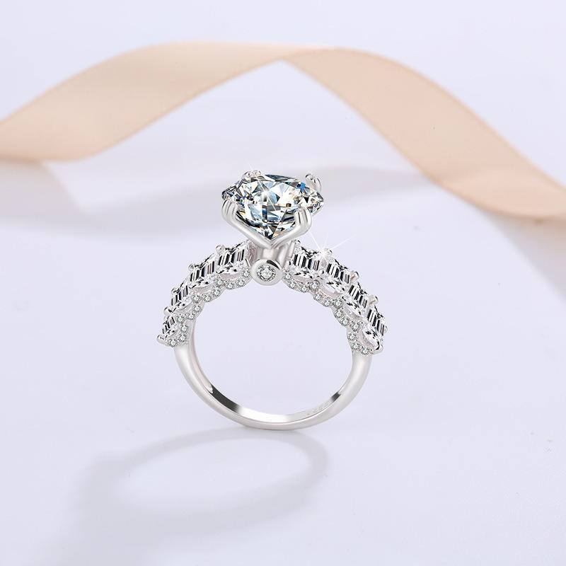 Luxury CopperWedding Bride Rings for Women Sparkling Diamond 4CT VVS D Moissanite Ring Fine Jewelry Dropshipping