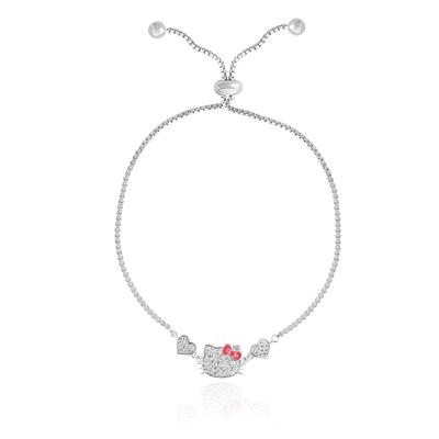 Sanrio Bracelet for Women Officially Licensed Silver or 18K Gold Flash Plated Lariat Bracelet with Cubic Zirconia Pendant, Adjustable,