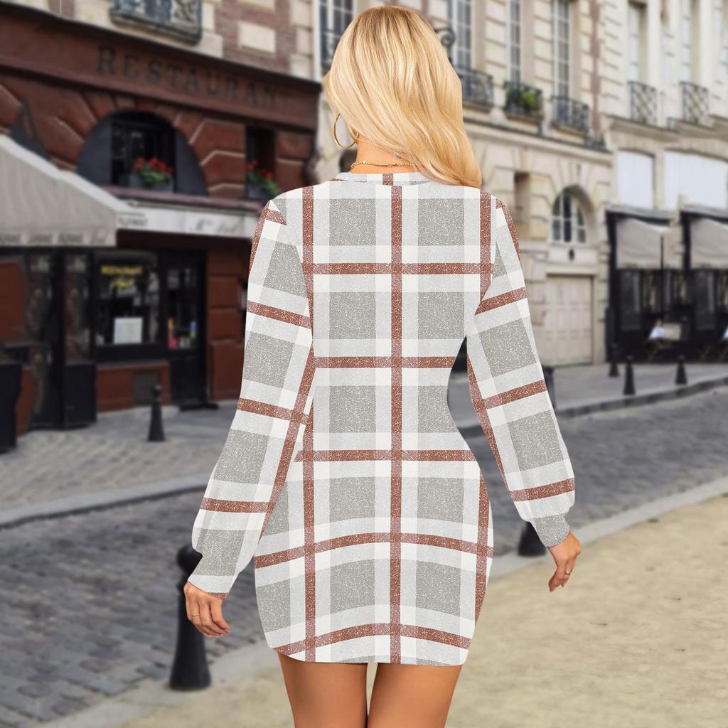 Women's Fashion Casual Round Neck Long-Sleeve Dress