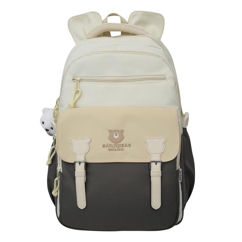 

Contrast Color Schoolbag Junior High School Student Backpack Women Large Capacity Backpack сірий/білий
