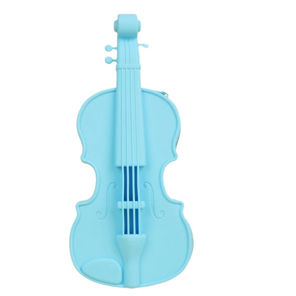 Zipper Closure Violin Stationery Bag High Appearance Level Silicone Zipper Pencil Bag  School Use